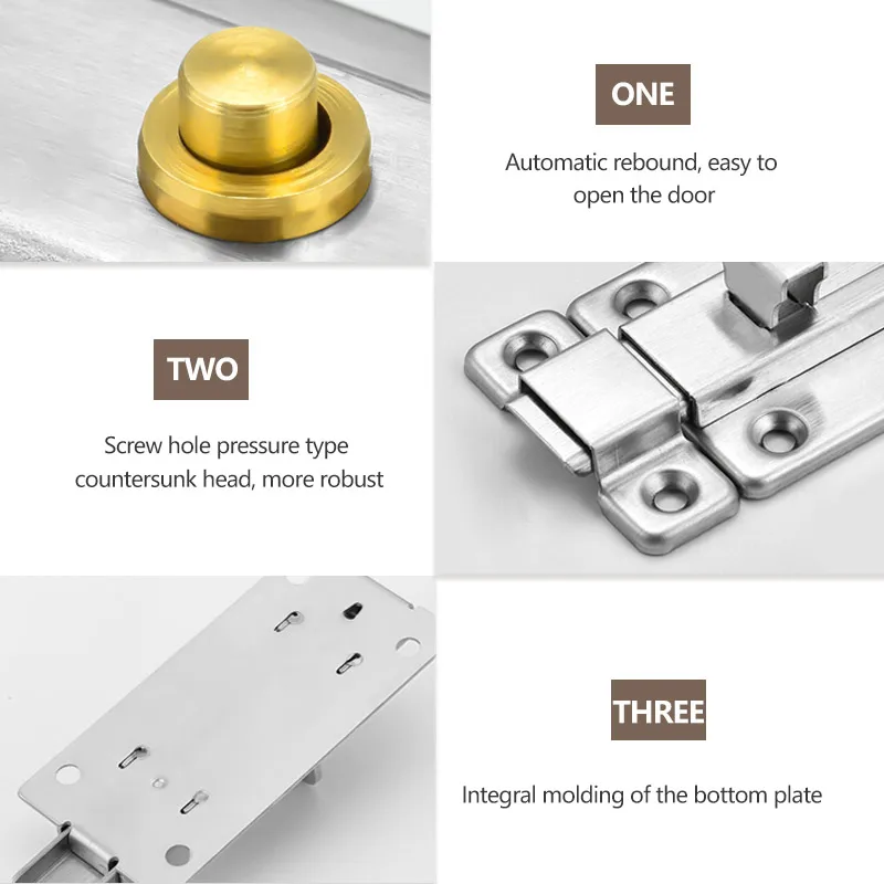 door & window bolts fire security guard slide ground spring lock  automatic door latch for home hotel door security
