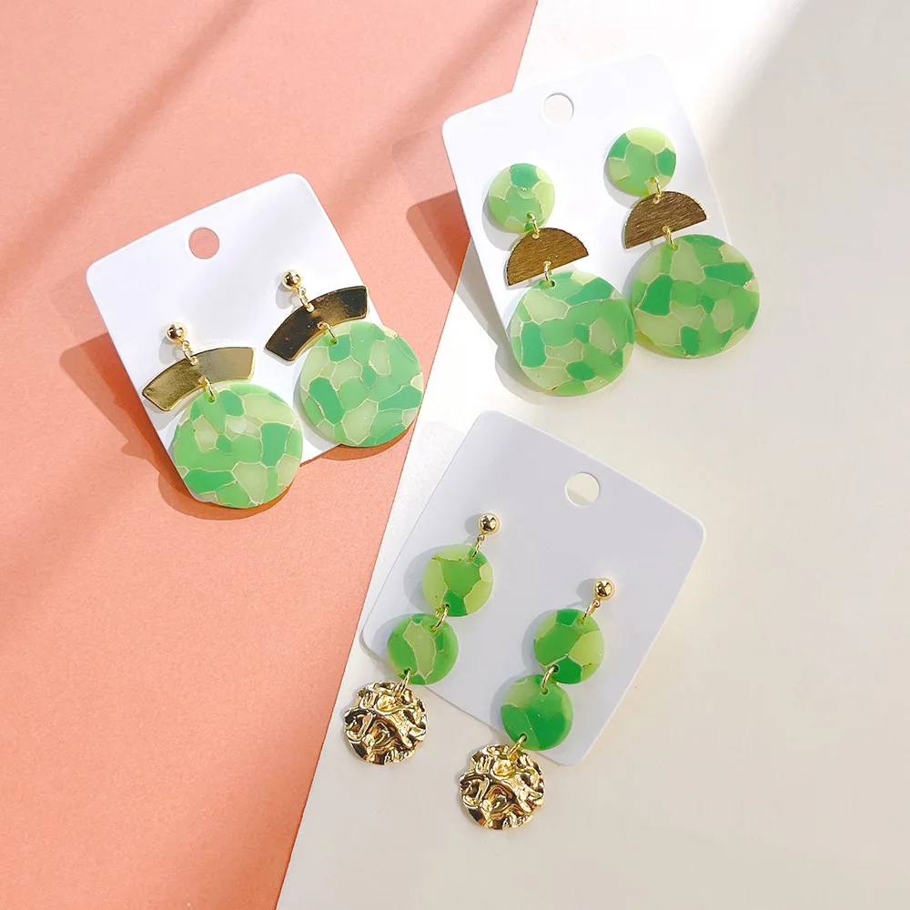2024 Polymer Clay Handmade Earring Dreamy Color Soft Ceramic Geometric Splicing Clay Earring for Women