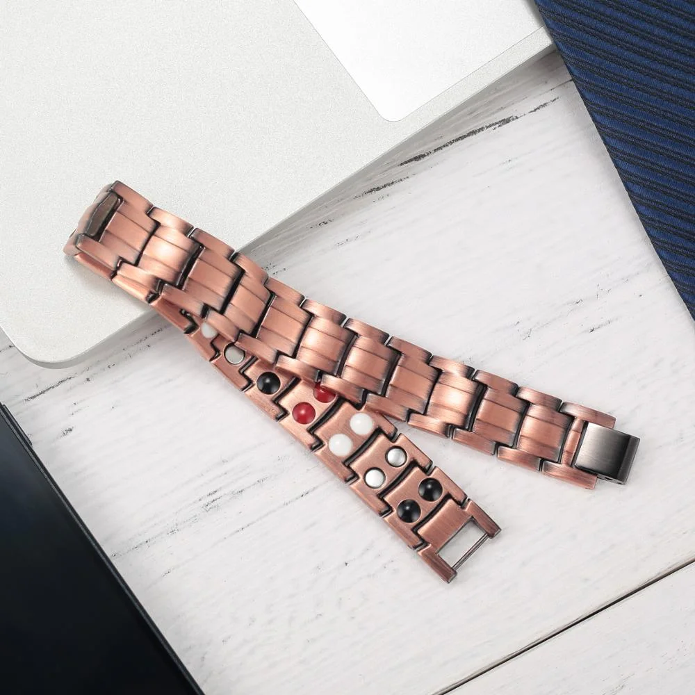 Pure Red Copper Bracelet Magnet Women Men Red Copper  Energy Health Bracelet Elegant Titanium Magnetic Therapy Bracelets
