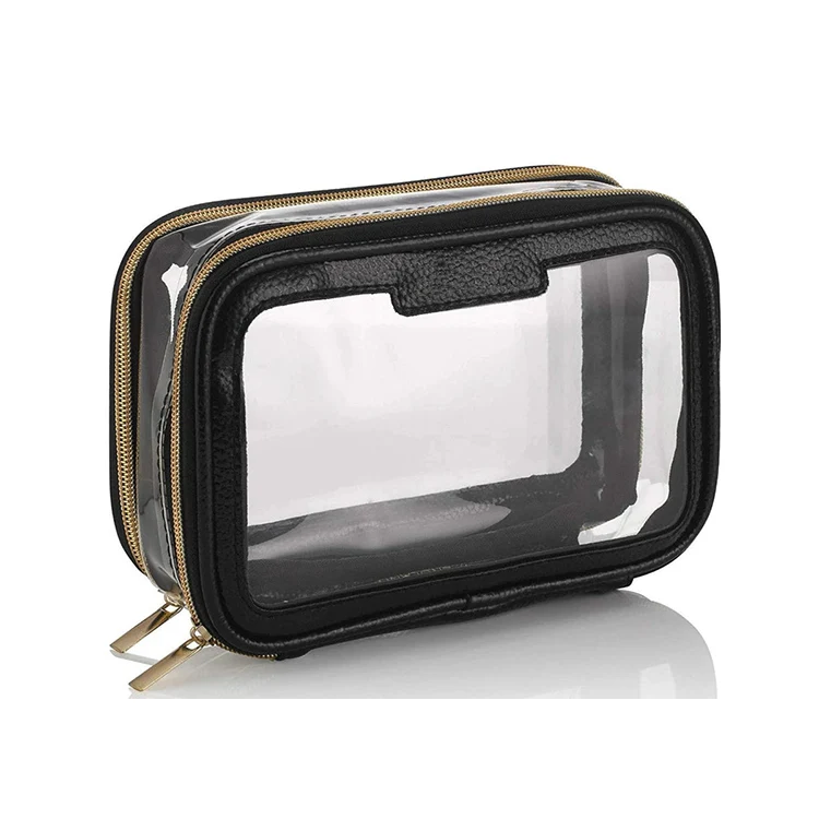 Custom Logo Women Clear Makeup Pouches Travel Toiletry Bags Transparent PVC Cosmetic Bag With Zipper