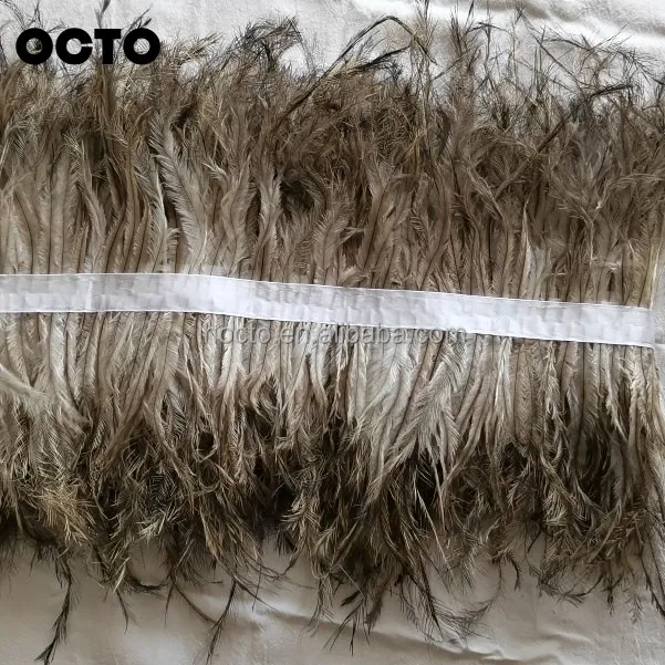 Customization Fashion Accessory 10-20cm Double-faced Emu Feather Trimming Ostrich Fringe Trim Lace
