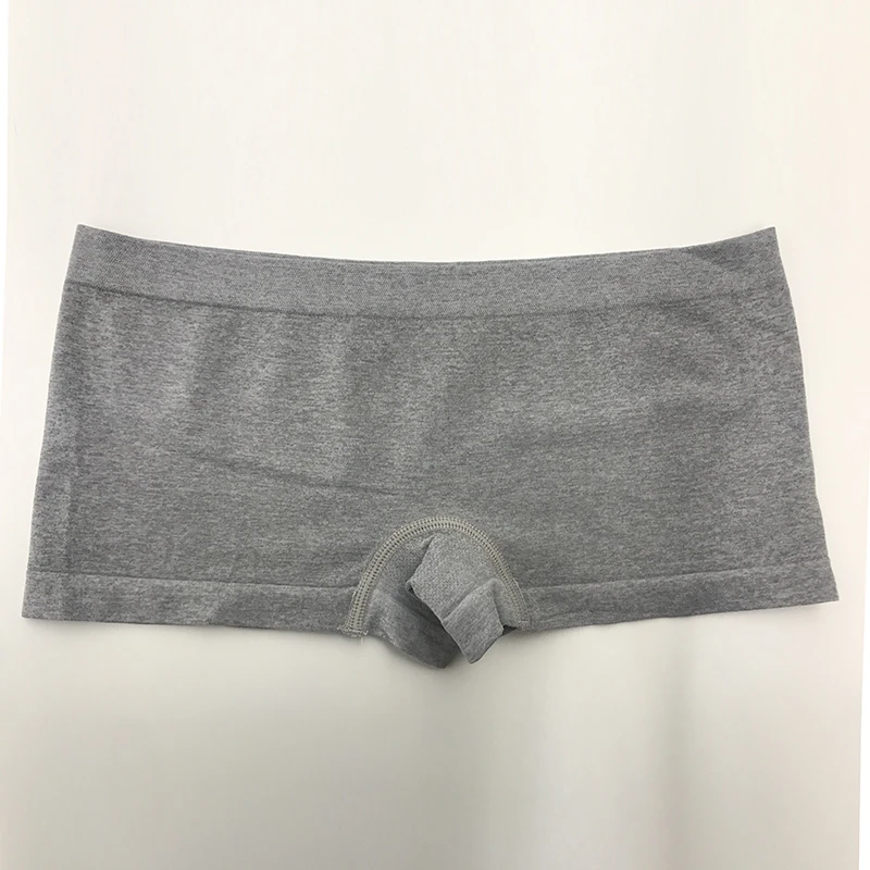 Classic Plain Woman Underwear Stretch Gray Solid Color Boxer Brief Women Seamless Basic Soft Boyshorts Underwear