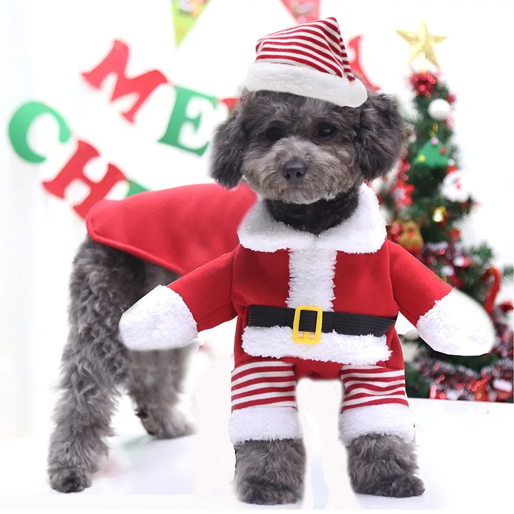 Small Large Dogs Pet Cat Christmas Santa Claus Clothes Warm Outfit Costume,S