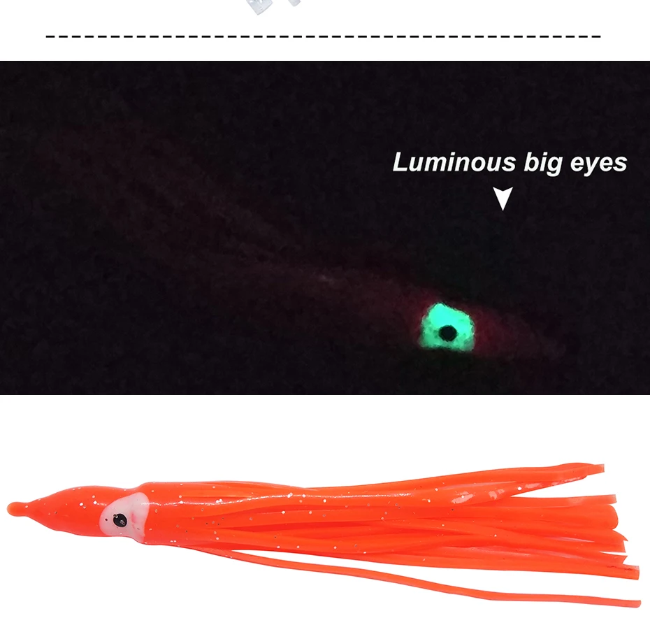 20 Colors 5 Pcs/ Bag 5-15cm  Trolling Lure Soft Plastic Using Octopus Skirts Glow Squids Skirts Fishing Lure Squid Lure