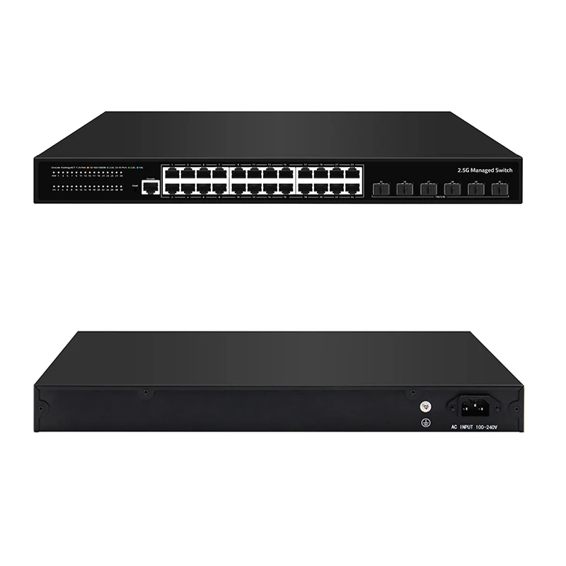 2.5G 24 port Gigabit SFP Port 6*10GE SFP+ Port network managed SFP Fiber Switch L3