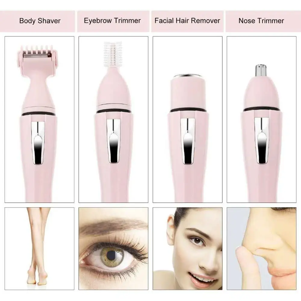 4 In 1 Painless Lady Mini Eye Brow Shaver Razor Electric Eyebrow Trimmer Hair Remover As Seen On Tv