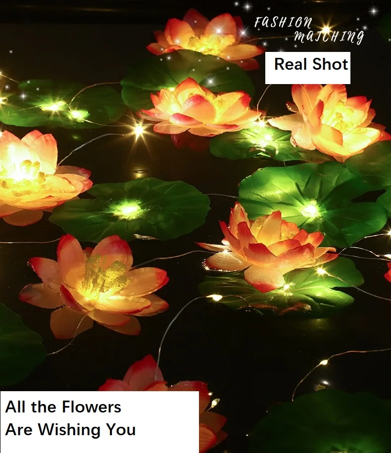Led Vivid Lotus Flower String Light String For Home Garden Decoration Holiday Party Event Indoor Outdoor Decor