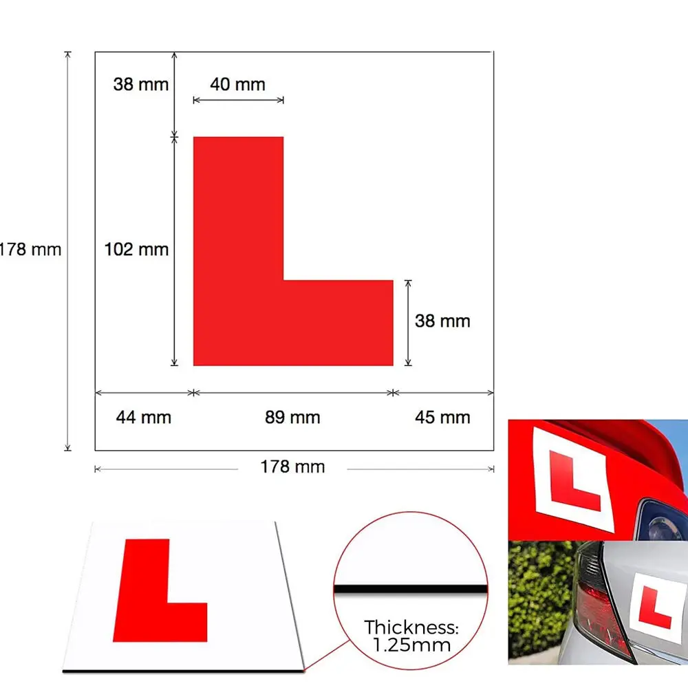 Custom Car Sign New Drivers Fully Magnetic L Plate for Car without Scratch Vehicle Paint