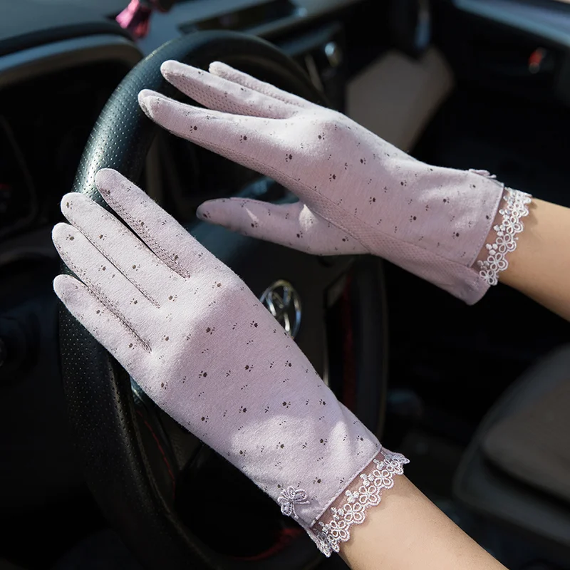 Fashion women lace summer driving sun protective gloves for ladies