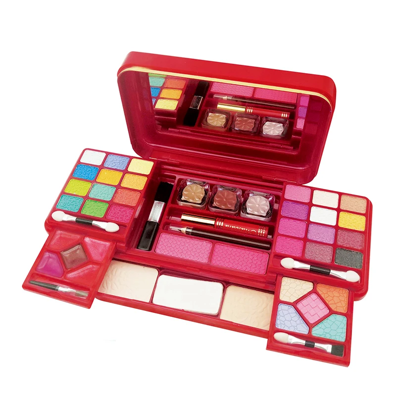 Girls Full Starter Cosmetics Set Women Full Kit with Eye Shadow Lipstick Blush Brushes Lipgloss Mascara Mirror