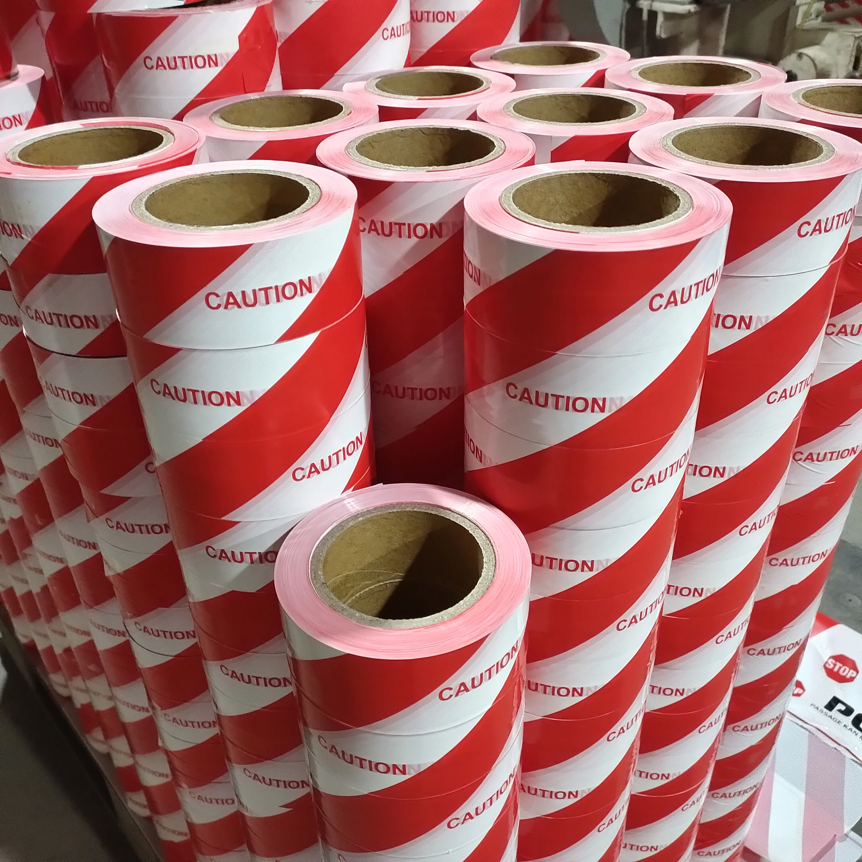 
Non adhesive PE warning tape red white pattern barricade tape 