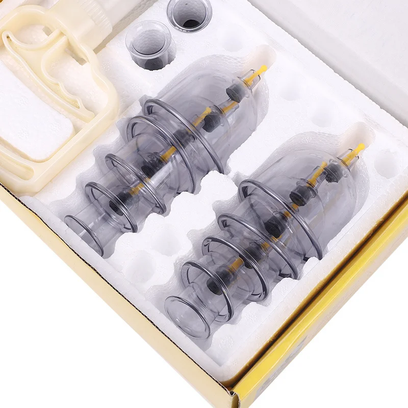 ABC 12pcs Gray Chinese Plastic Facial Cupping Therapy Massage Set Ventouse hijama Cuping Cups Vacuum Cans