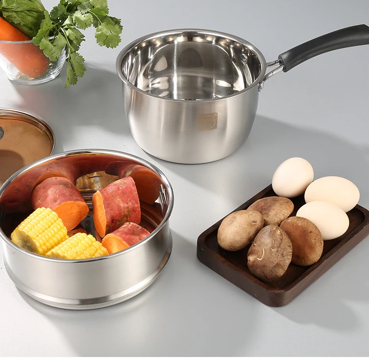 Hot sale Popular stainless steel 2-layer steamer Pan steamer pot Hot Pot utensils fast heated edible Boil milk pan