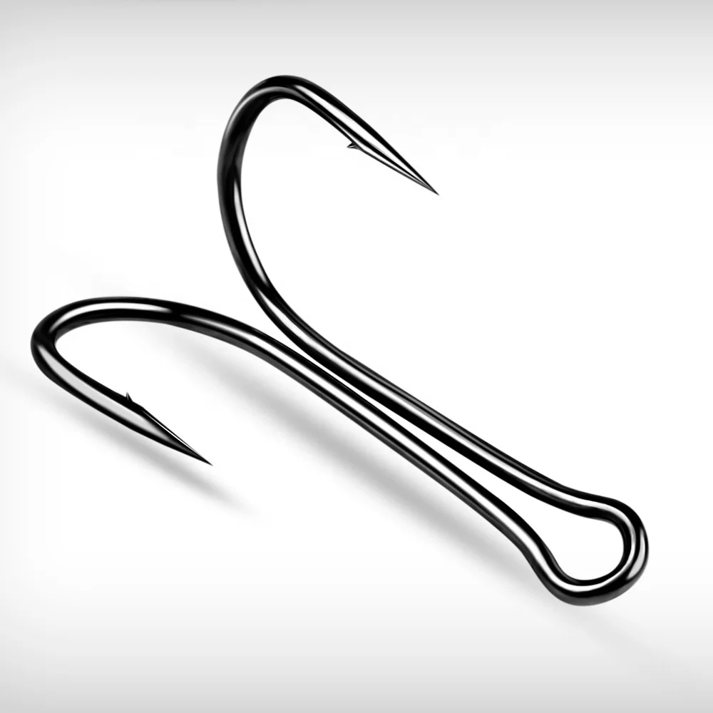 Double Fish Hooks 1#-6# 1/0#-4/0# Fishing Double Hook Black  High Carbon Fishing Hook