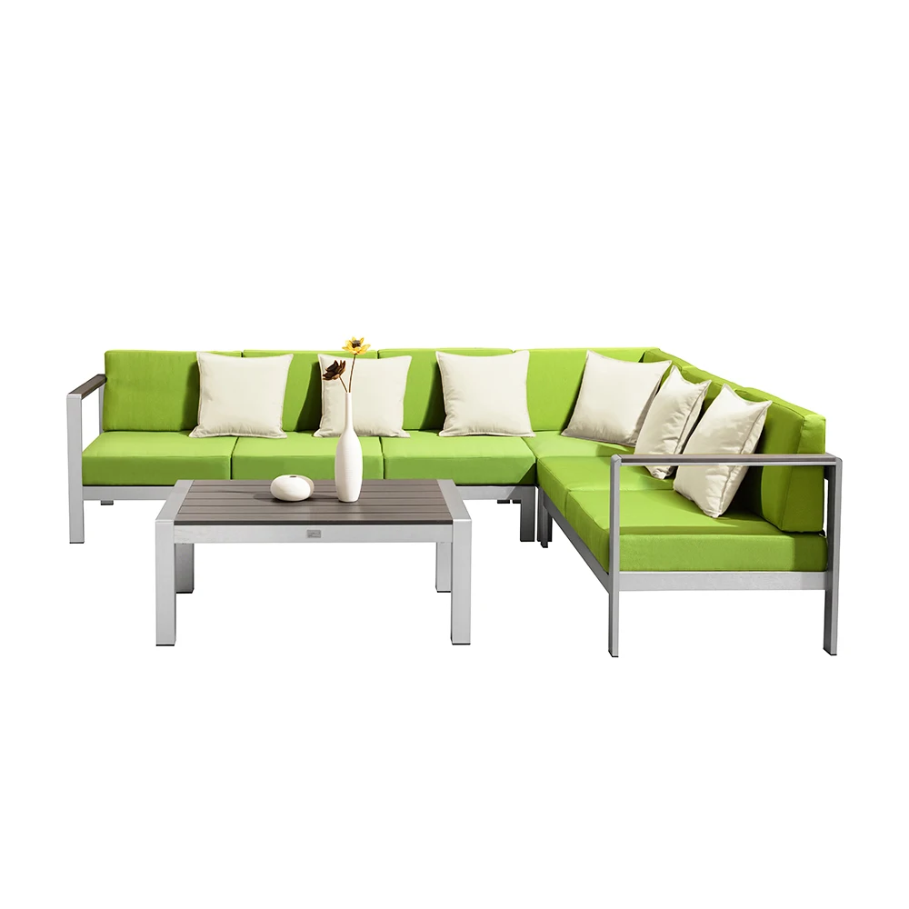 Outdoor furniture metal frame fabric cushion luxury garden sofa