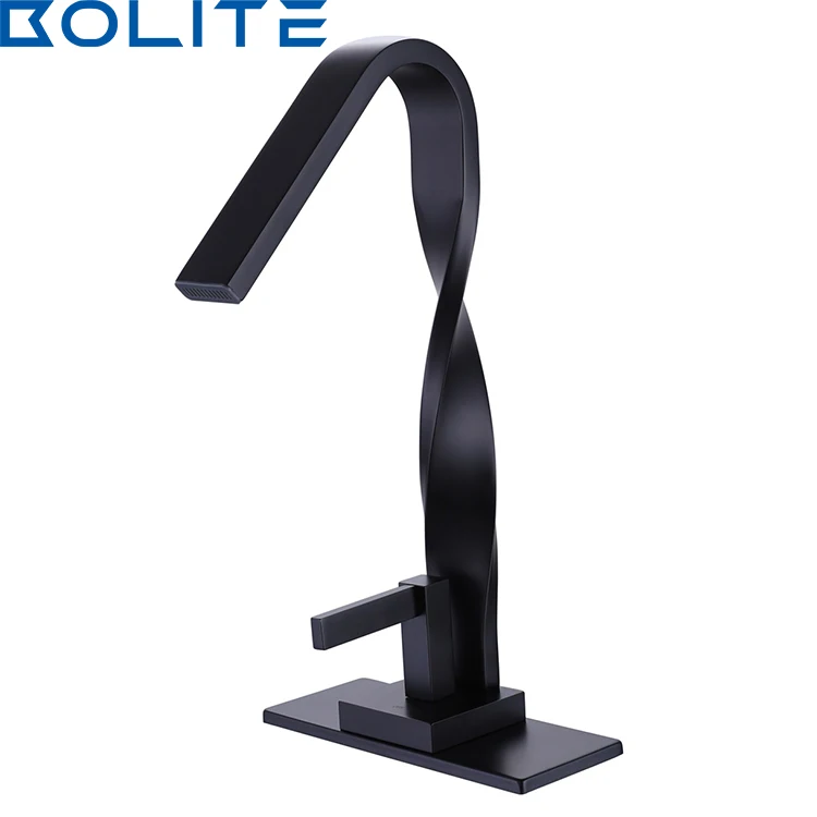 Manufacturer Luxury New Design Bathroom Basin Sus304 Levered Faucet Single Handle Bathroom Black Faucet