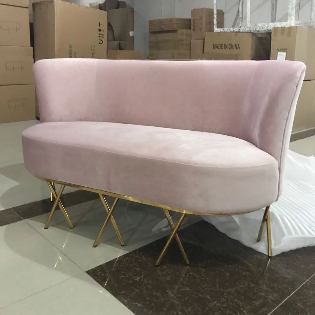 
Luxury Lifestyle Visionnaire Home Contemporary Living Room Furniture Pink Gold Brushed Velvet Sofa Lounge 