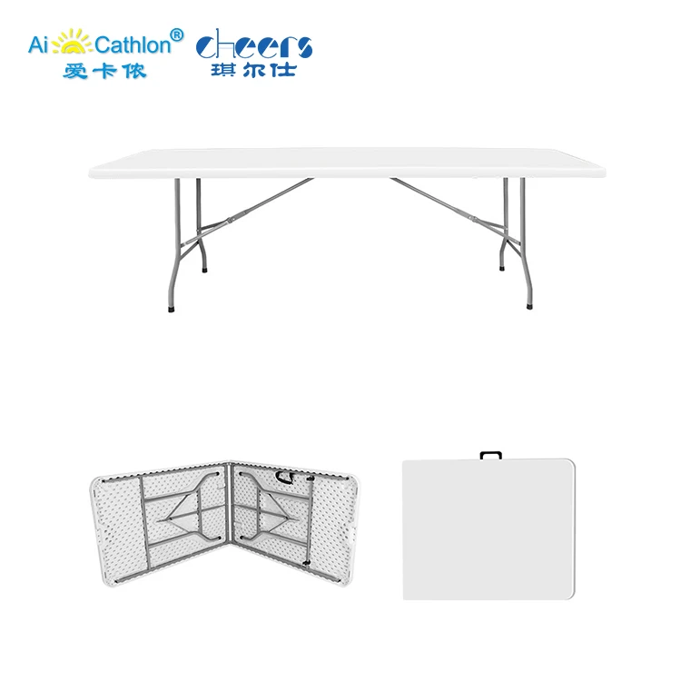 Быстрая доставка, 8 футов, пластиковый складной стол для банкетов, прямоугольный стол для бистро