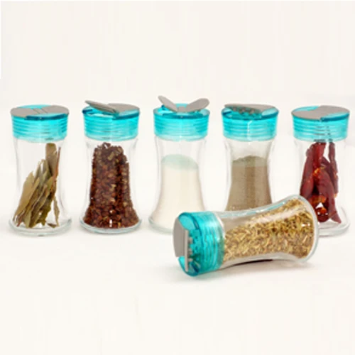 
glass spice jar set with stainless steel packing gift box 