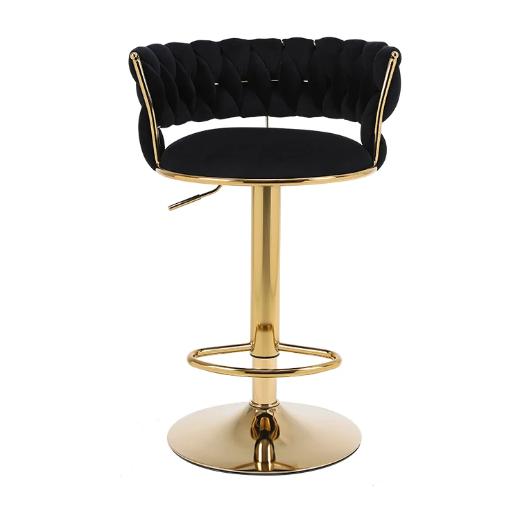 Customization Velvet Adjustable Height Counter Height Rotary Gold Kitchen Bar Chair
