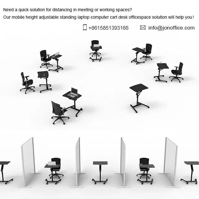 FD01 Mobile Laptop Cart Computer Desk Mobile Standing Laptop Desk Adjustable Height Cart