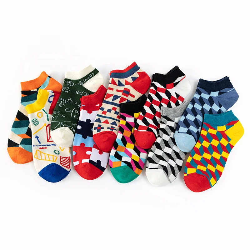 High Quality Cute Vivid Color Pattern Plaid Cotton Sock Autumn Ankle Socks Comfortable Boot Socks