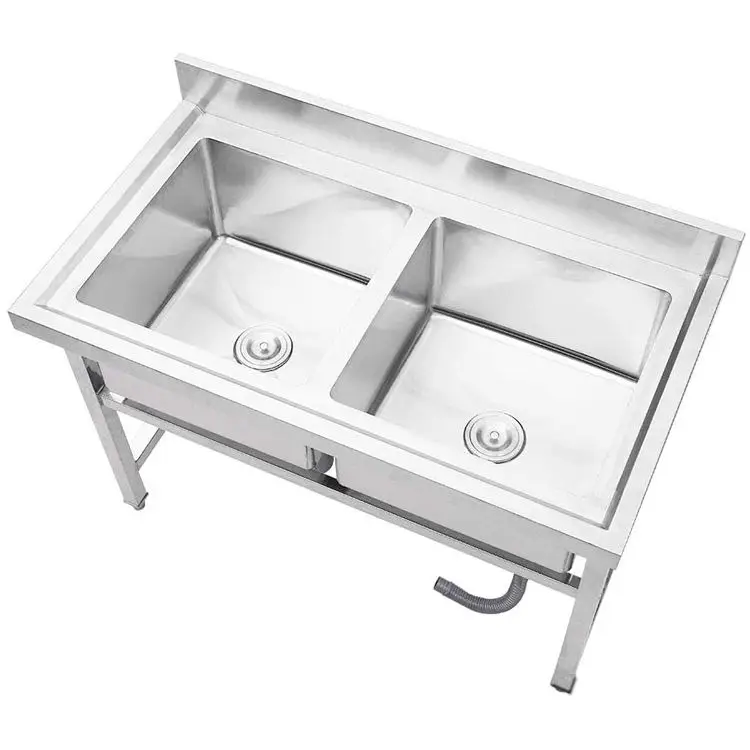 Splash-Proof Sides Customized Stainless Steel Kitchen Sink Table Single Slot Dish Tables Commercial Basin Sink With Drainer Unit