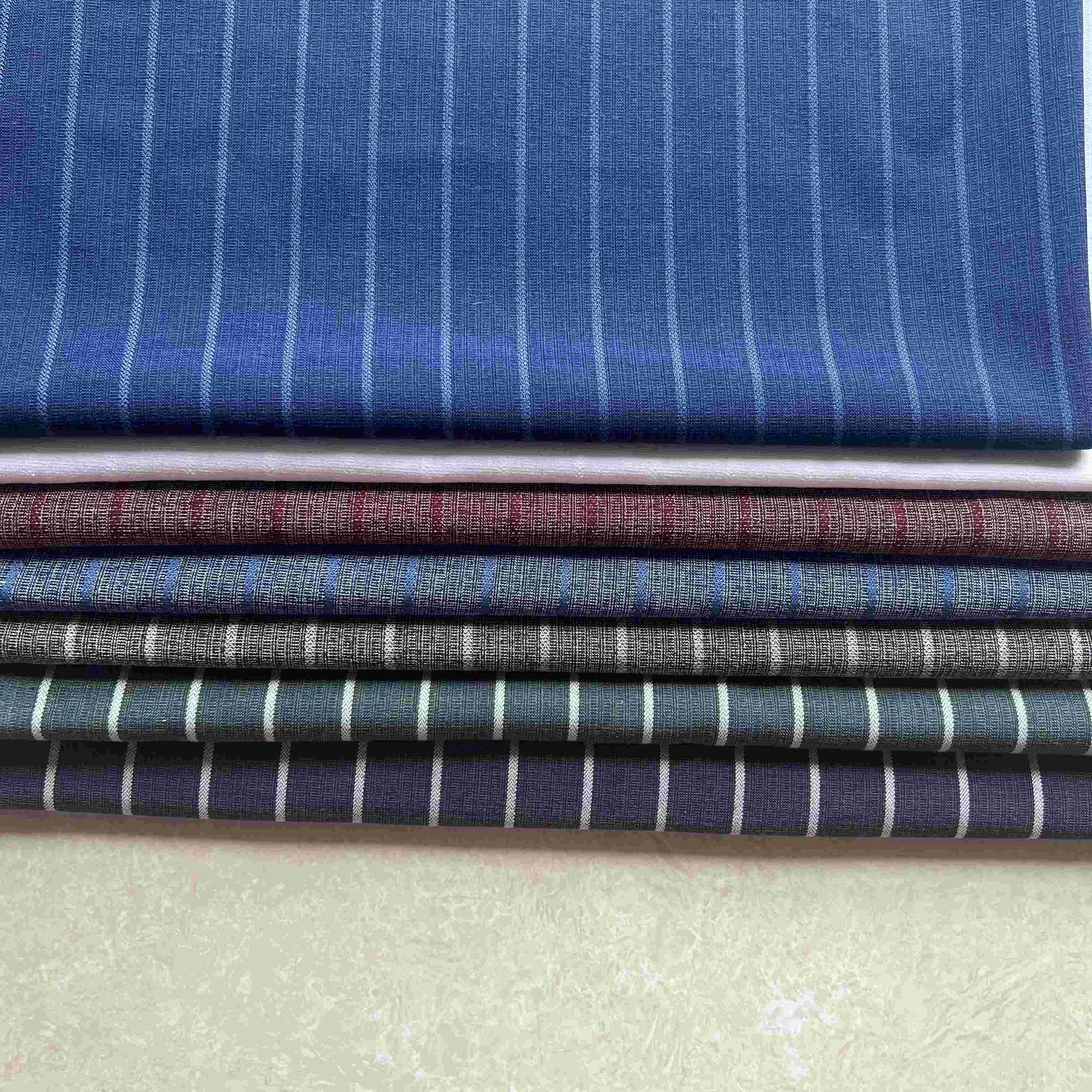 New arrival stock blend polyester rayon spandex scrubs jacquard lurex raw mulberry stripe silk fabric for