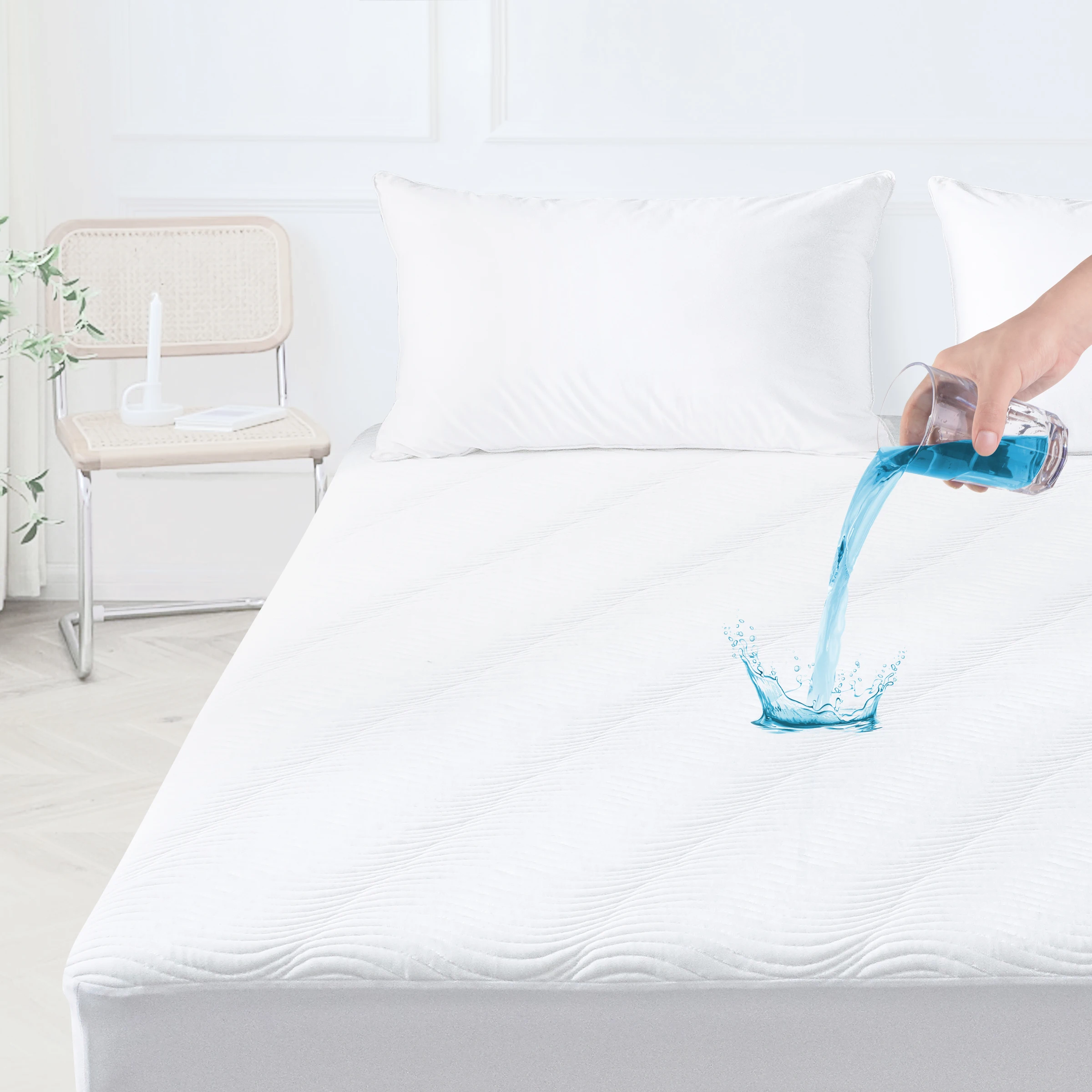 Dropshipping RTS White 100% polyester knitted waterproof 3D air layer bed bug water proof mattress covers protectors