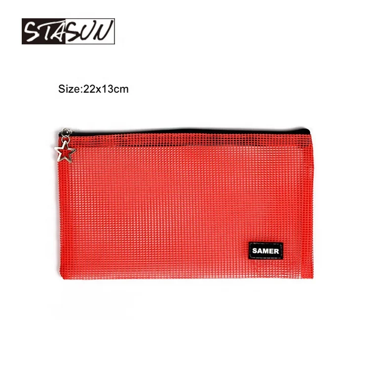STASUN custom stationery modern style multicolor zipper mesh Pencil Pen Bag