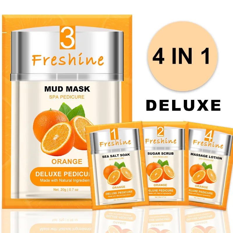 Orange Sugar Scrub Private Label Pedicure Deluxe Foot Kit In A Box 4 In 1 Kid Pedicure Spa Set Feet Pedicure Sugar Kit At Home