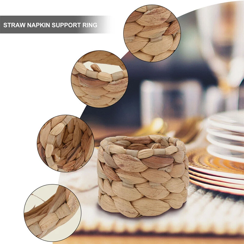 Luxury Gold Natural Eco-Friendly Seagrass Water Hyacinth Rattan Boho Round Woven Wedding Placemats for Decoration Tables