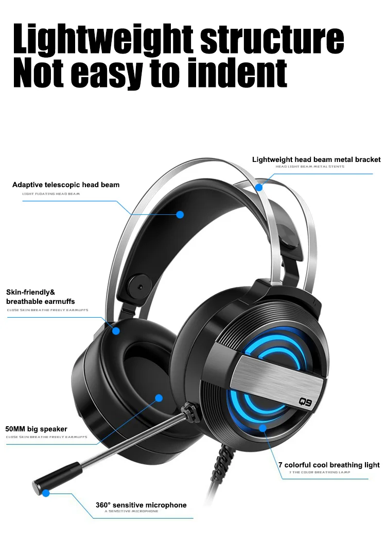2021 cheap wired gaming headset 7.1 computer gaming headphone with Microphone