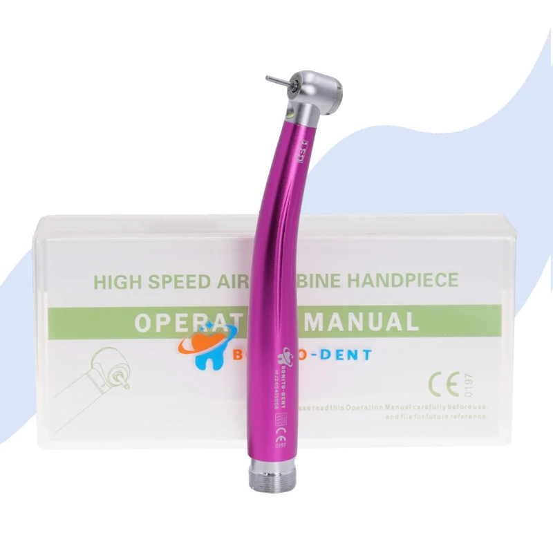 Pink Color Dental Handpiece Ceramic Bearing LED High Speed Handpiece Triple Water Spray Dental Turbine 2/4 Holes Factory Price
