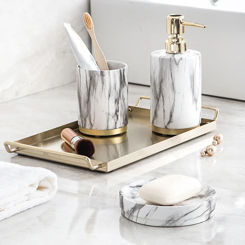 3pcs set ceramic bathroom set soap dispenser soap dish toothbrush tumbler cup