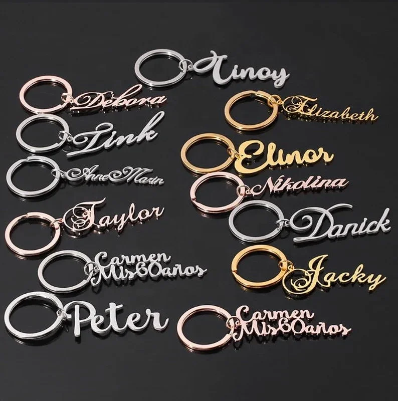 Wholesale Custom Accessories KeyChain Metal 3D letter Logo Key Chain gold sliver die cast key chains