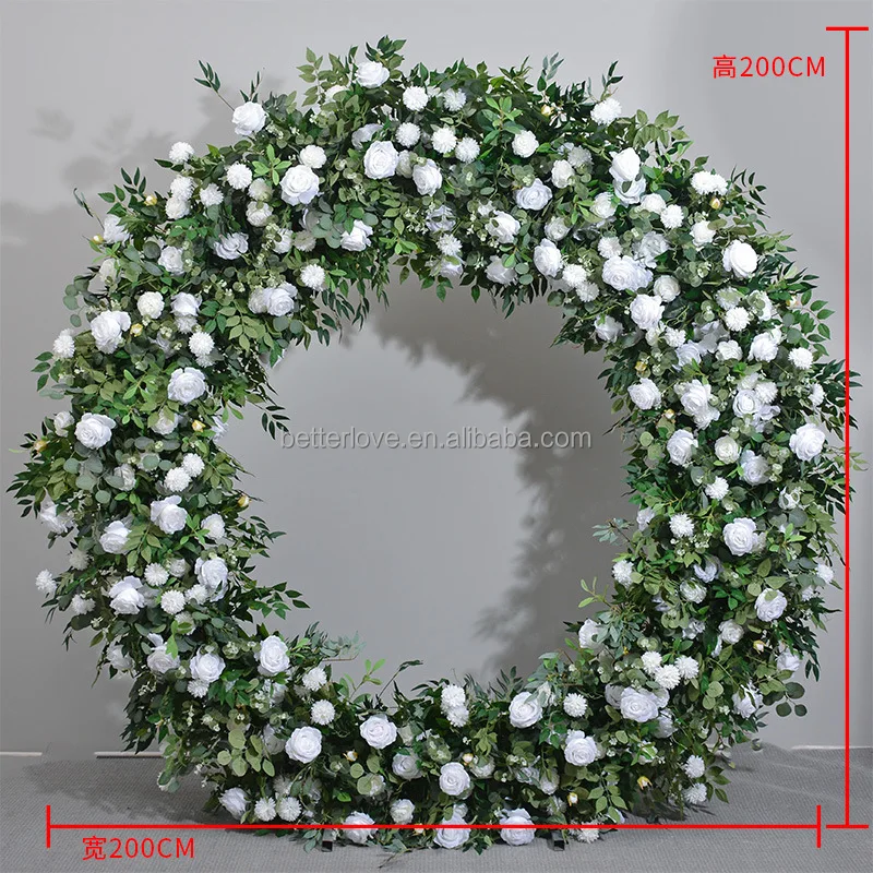 2*2m Forest Wedding Green Plant Rose Arch Artificial Hydrangea Rose Flower Door Fake Arch for Lawn Wedding Layout Decorations
