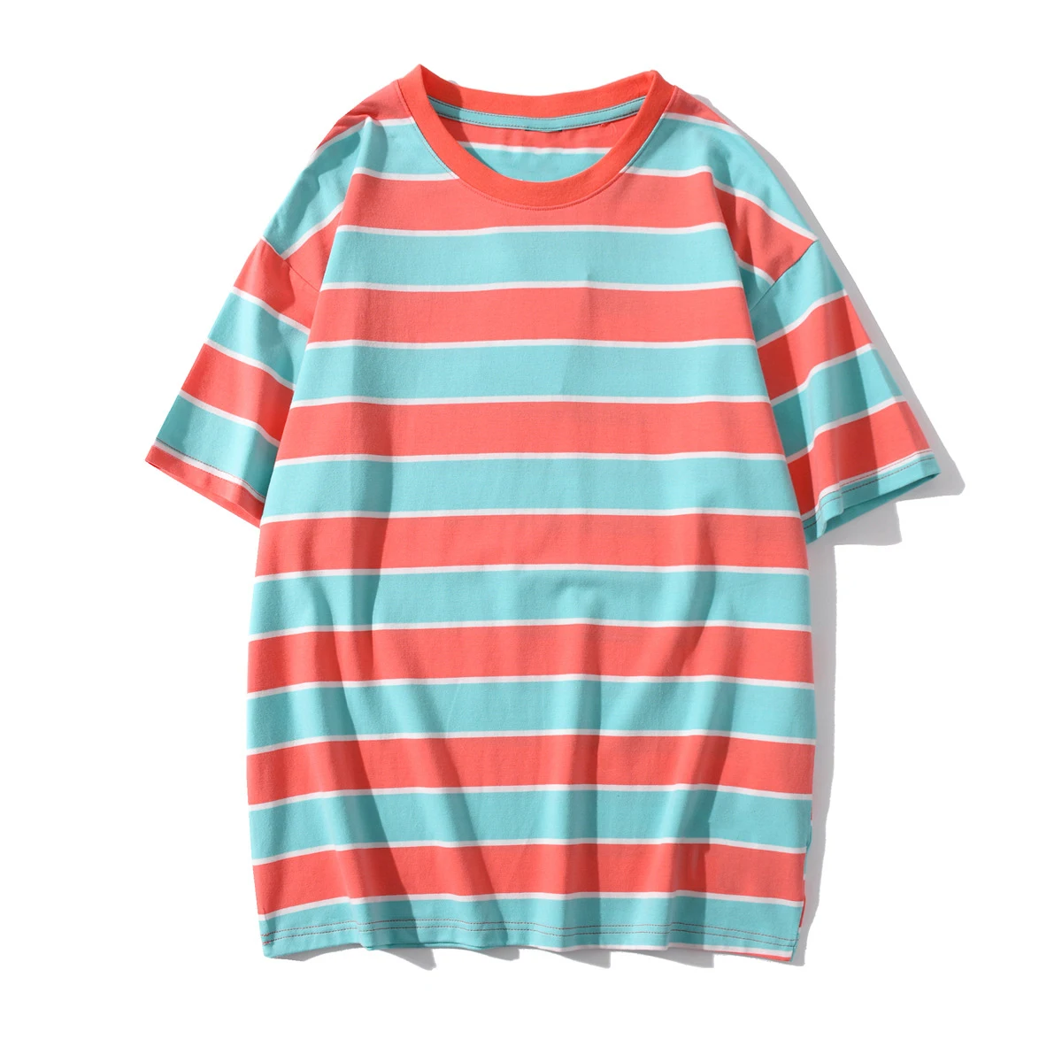 Custom Thick Collar Striped T Shirt Vertical  65 Polyester 35 Cotton stripe shirt for men
