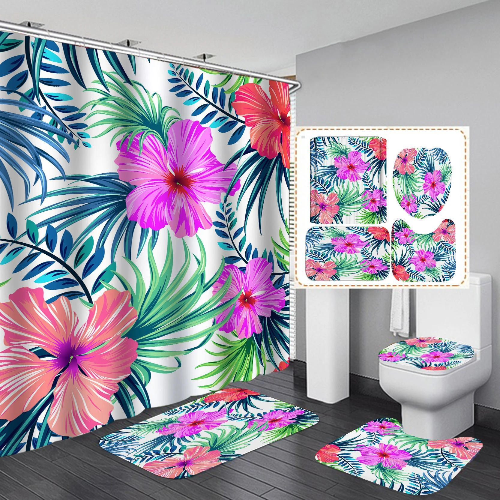 
High Quality Waterproof Fashion Name Brand Bathroom Shower Curtains Set 