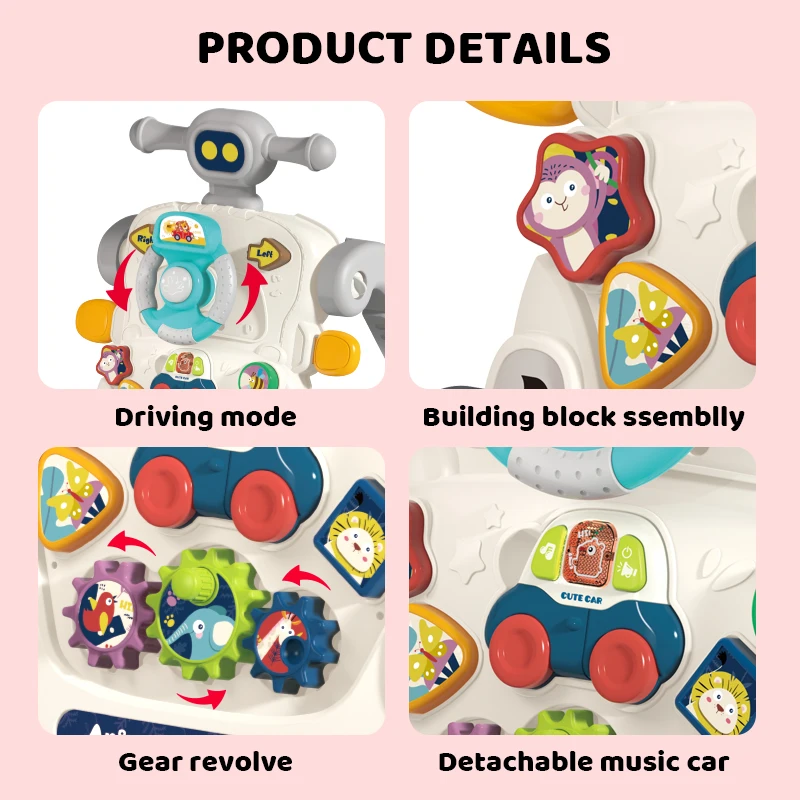 Zhorya Musical Baby Walker Sit-To-Stand Learning Walker Kids 5 IN 1 Baby Activity Walker With Wheels And Seat