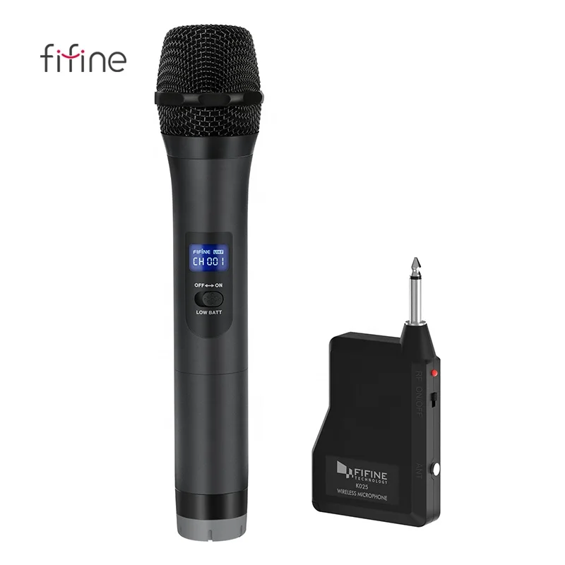 Fifine K025 Wireless Dynamic Cordless Singing Vocal Mic, Handheld KTV Mic DJ Karaoke Studio Outdoor Conference Microphone 95db