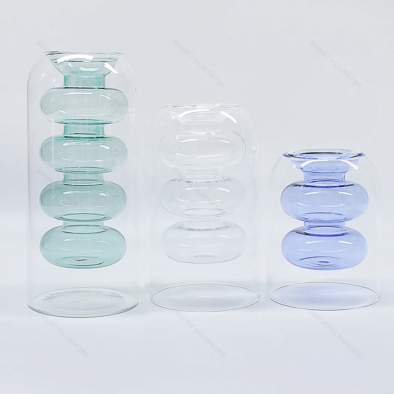 Luxury Double Layer Aroma Scents Fragrance Bottles Double Wall Aromatherapy Empty Borosilicate Glass Reed Diffuser Bottles