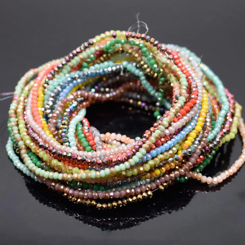 1x2mm Plating Crystal Beads Faceted Rondelle Crystal glass Beads for jewelry making Loose glass seed Beads Factory Wholesale