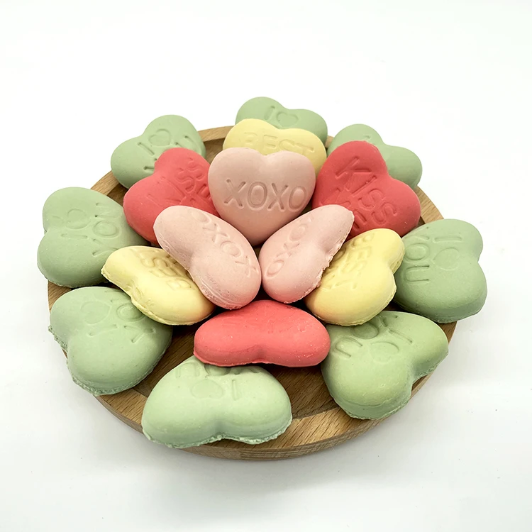 dog biscuit manufacture customizable dog food crunchy and delicious love shape biscuit dental treats snacks for training