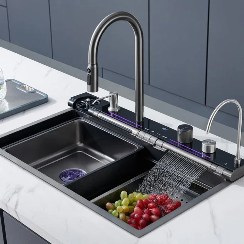On Sale Smart Kitchen Sink Manufacturer Farmhouse Multi Function Corner Undermount Digital Hidden Stainless Steel Modern