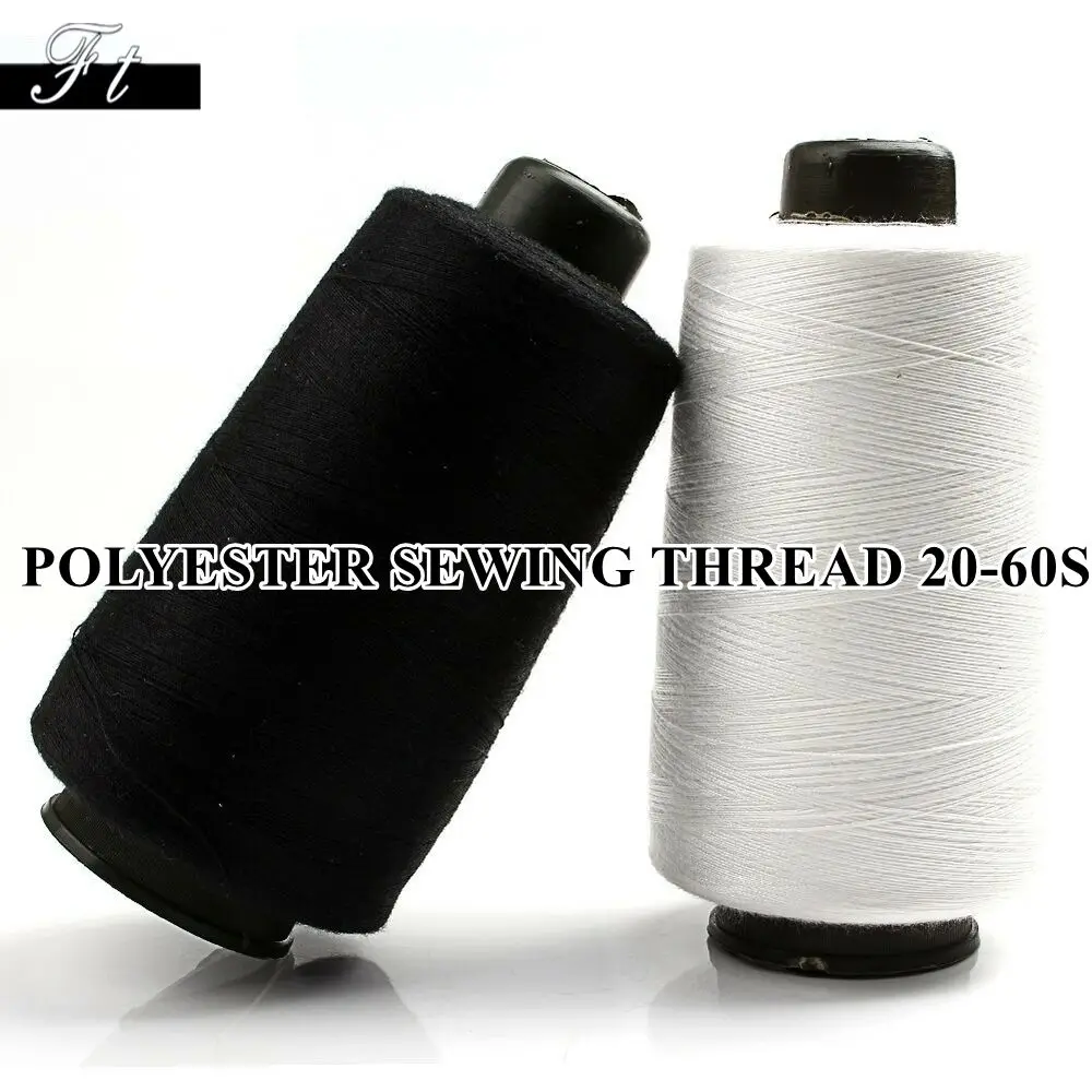 High grade Polyester sewing thread  raw white and black yarn  high tenacity  for sewing  40/2 manufacturer