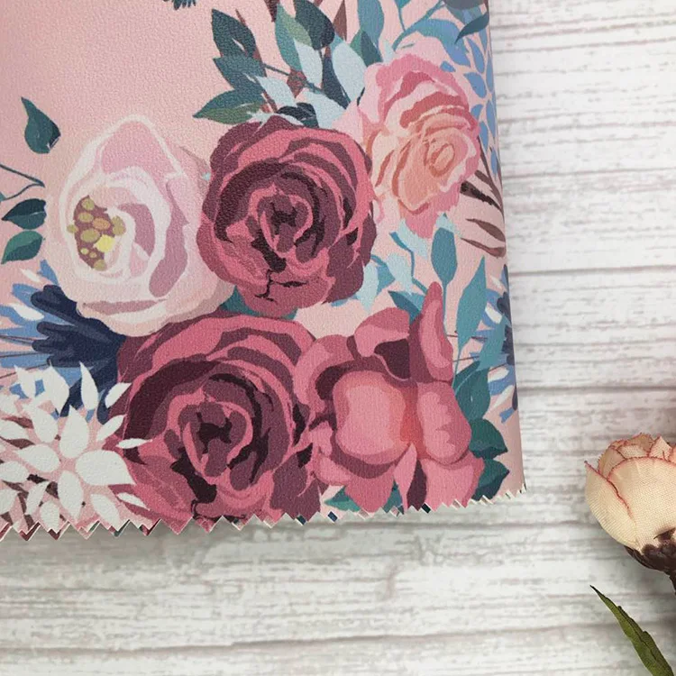Printed Faux Synthetic Leather Printed Vinyl China Leather For Bags Shoes Crafts Material