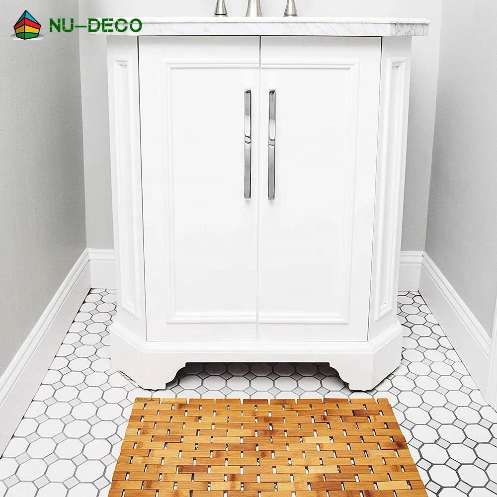 Eco-Friendly Non-Slip Floor Custom Bath Natural Bamboo Wood Shower Mat