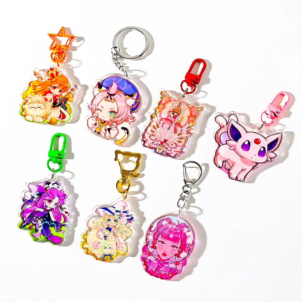 Promotional Hot Sale China Manufacture Cheap Custom Printed Logo Acrylic Charms Fashion Design Keychain Epoxy Key Chains