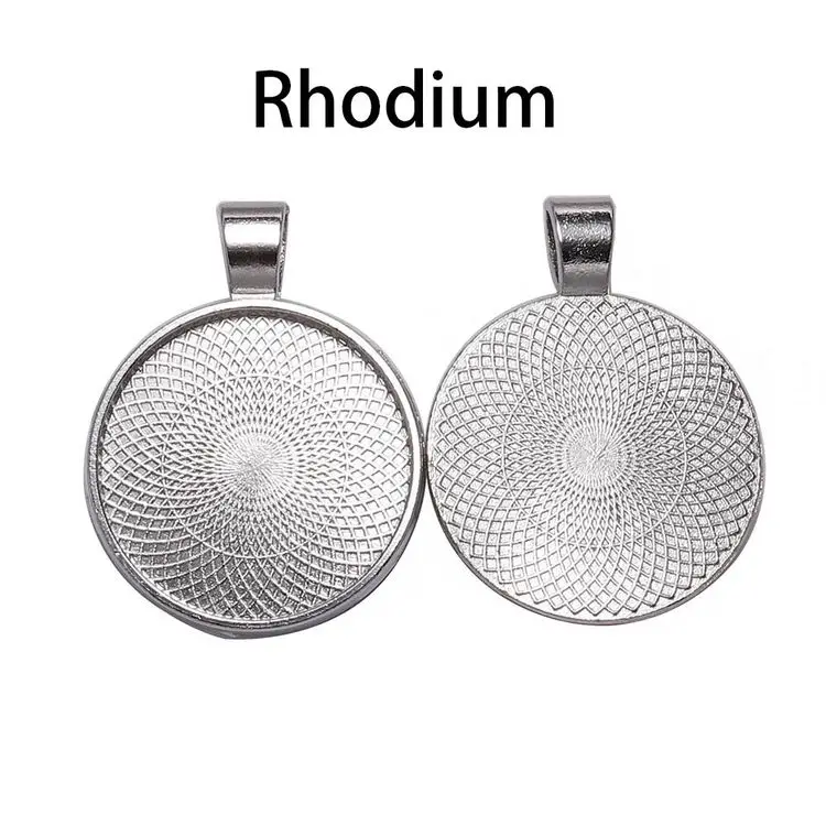 Hot Sale 25mm sublimation necklace photo frame pendant round blank bezel picture pendant trays charms for jewelry making